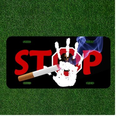 Custom Personalized License Plate Auto Tag With Stop Smoking Cigarette Hand