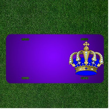 Custom Personalized License Plate With Add Names To Crown Jewels Cross Blue
