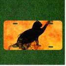 Custom Personalized License Plate Auto Tag With Smoked Cat With Paw Design
