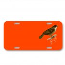 Bird Animal Twig Sitting Brown Beak On License Plate Car Front Add Names