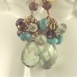 L A Y L A - - Prasiolite, Turquoise, Smoky Quartz, Aquamarine, and Gold Earrings