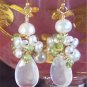 J O S E T T E - - Moonstone, Peridot, Freshwater Pearls and Gold Earrings