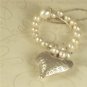 M A R T I N E - - Sterling Silver and White Pearls Heart Pendant on a Sterling Silver Chain