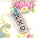 X X O - - Organic Fine Silver Pendant With Apatite on Sterling SIlver Chain
