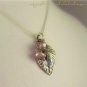 J O L I E - - FIne Silver Hand-Sculpted Leaf, Pearls and Swiss Blue Topaz on a Sterling Silver Chain