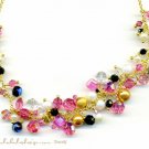 V A L E N T I N E - - Swarovski Austrian Crystal, Freshwater Pearls, and Gold Necklace