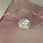 A U R O R E - - Organic Fine Silver and White Cubic Zirconia Pendant on Sterling SIlver Chain