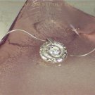 A U R O R E - - Organic Fine Silver and White Cubic Zirconia Pendant on Sterling SIlver Chain