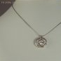 A U R O R E - - Organic Fine Silver and White Cubic Zirconia Pendant on Sterling SIlver Chain
