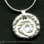 A U R O R E - - Organic Fine Silver and White Cubic Zirconia Pendant on Sterling SIlver Chain