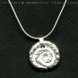 A U R O R E - - Organic Fine Silver and White Cubic Zirconia Pendant on Sterling SIlver Chain