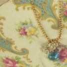 A M E L I E - -- Faceted Swiss Blue Topaz Briolette With Labdorite, on a Gold Oval Rolo Chain