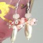 V E R O N I Q U E - - Pink Opals, Rose Quartz, Crystal and Sterling Silver Earrings