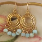 H A N N E - - Spring/Summer Color in Peruvian Blue Opal and Gold Vermeil Chandelier Earrings
