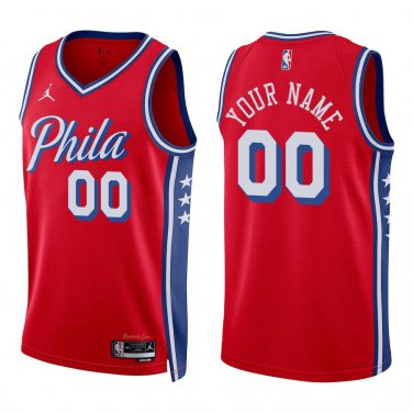 76ers #00 Custom Name And Number Red Swingman Jersey