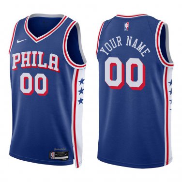 76ers #00 Custom Name And Number Royal Blue Swingman Jersey