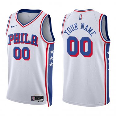 76ers #00 Custom Name And Number White Swingman Jersey