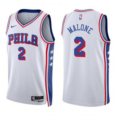 76ers #2 Moses Malone White Swingman Jersey
