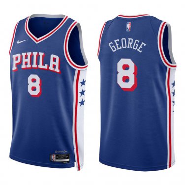 76ers #8 Paul George Royal Blue Swingman Jersey