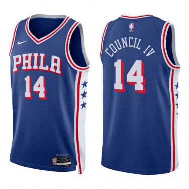 76ers #14 Ricky Council IV Royal Blue Swingman Jersey