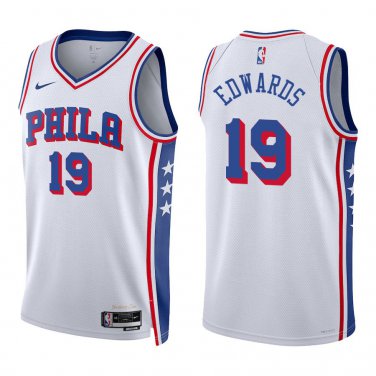 76ers #19 Justin Edwards White Swingman Jersey
