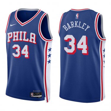 76ers #34 Charles Barkley Royal Blue Swingman Jersey