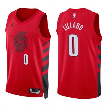 Blazers #0 Damian Lillard Red Statement Swingman Jersey