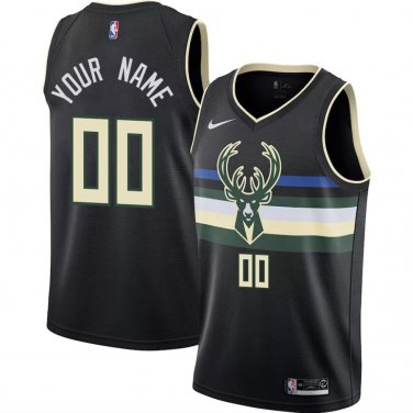 Bucks #00 Custom Name And Number Black Swingman Jersey