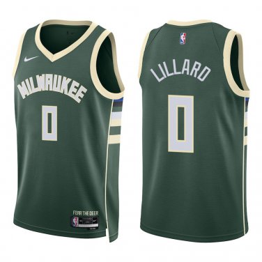 Bucks #0 Damian Lillard Green Swingman Jersey