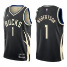 Bucks #1 Oscar Robertson Black Statement Swingman Jersey