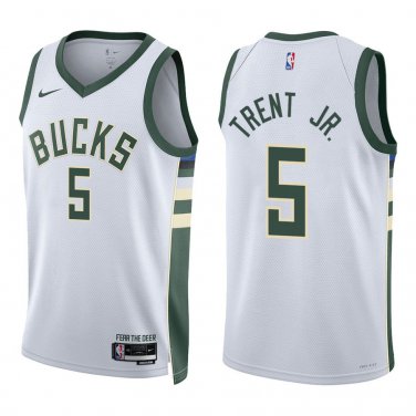 Bucks #5 Gary Trent Jr. White Swingman Jersey