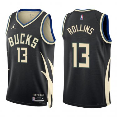 Bucks #13 Ryan Rollins Black Statement Swingman Jersey
