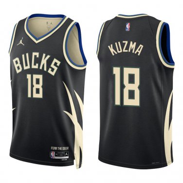 Bucks #18 Kyle Kuzma Black Statement Swingman Jersey