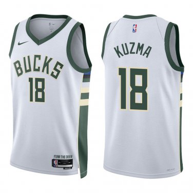 Bucks #18 Kyle Kuzma White Swingman Jersey