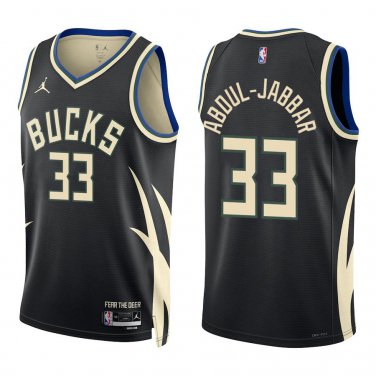 Bucks #33 Kareem Abdul-Jabbar Black Statement Swingman Jersey