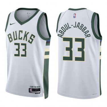Bucks #33 Kareem Abdul-Jabbar White Swingman Jersey