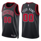 Bulls #00 Custom Name And Number Black Stripes Swingman Jersey