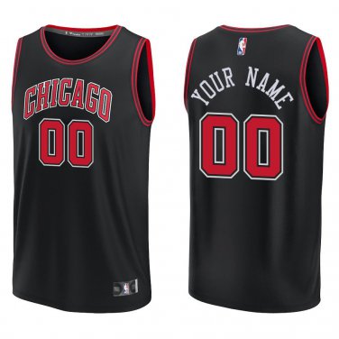 Bulls #00 Custom Name And Number Black Swingman Jersey