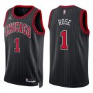 Bulls #1 Derrick Rose Black Stripes Swingman Jersey