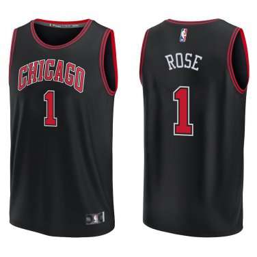 Bulls #1 Derrick Rose Black Swingman Jersey