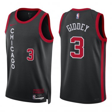 Bulls #3 Josh Giddey Black City Swingman Jersey