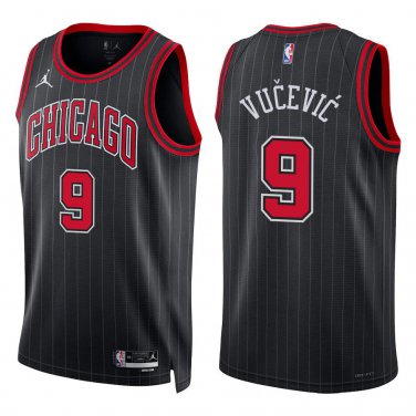 Bulls #9 Nikola Vucevic Black Stripes Swingman Jersey