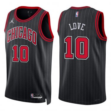 Bulls #10 Bob Love Black Stripes Swingman Jersey