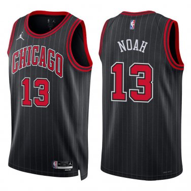 Bulls #13 Joakim Noah Black Stripes Swingman Jersey
