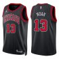 Bulls #13 Joakim Noah Black Stripes Swingman Jersey