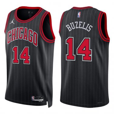 Bulls #14 Matas Buzelis Black Stripes Swingman Jersey
