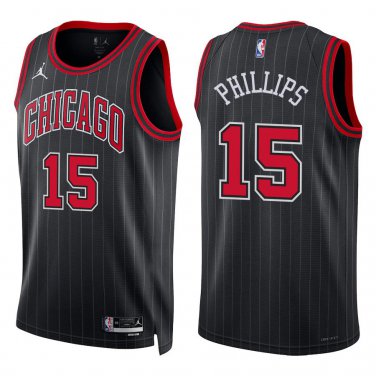 Bulls #15 Julian Phillips Black Stripes Swingman Jersey