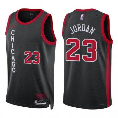 Bulls #23 Michael Jordan Black City Swingman Jersey