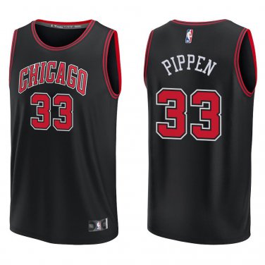 Bulls #33 Scottie Pippen Black Swingman Jersey