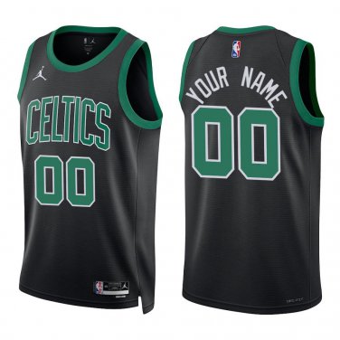 Celtics #00 Custom Name And Number Black Statement Swingman Jersey